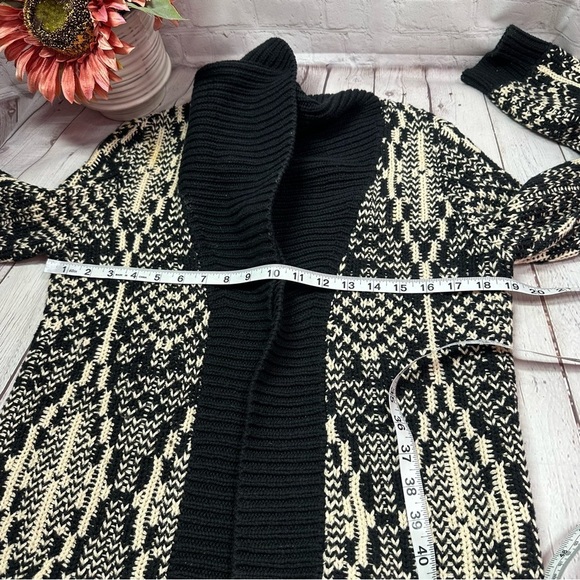 Talbots petites Black Cream Cardigan Sweater cotton wool blend Shawl Collar S - Picture 4 of 7